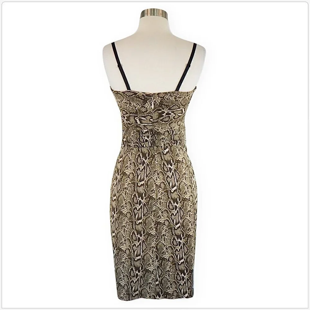 Mandalay Animal Snake Print Draped Stretch Slip with Boned Bodice Dress Sexy 6